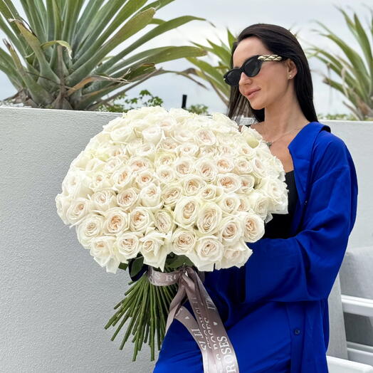 Bouquet Premium di 101 rose bianche