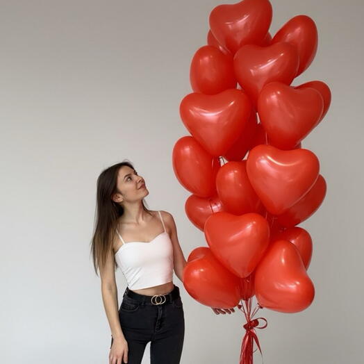 Связка 20 латексных сердец