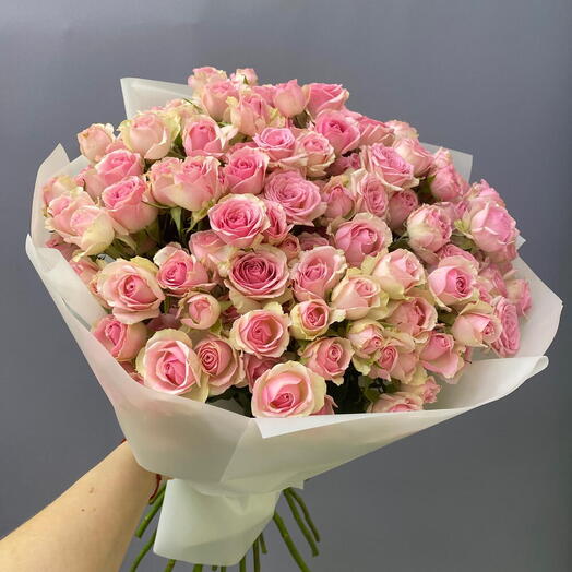 Шикарный букет цветов для девушки, роза кустовая розовая