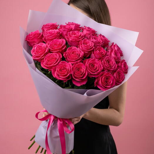 Яркий букет из 25 роз Pink Floid 70 cm