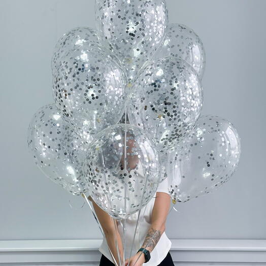 Прозрачные шары с конфетти с гелием под потолок