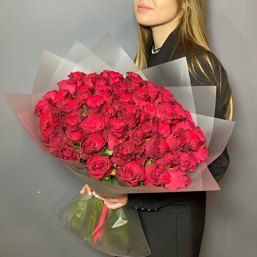 Классика 🌹 Монобукет красные розы рэд (51 шт)