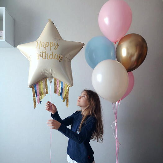 Шары на день рождения для девочки или любимой девушки звезда Happy Birthday