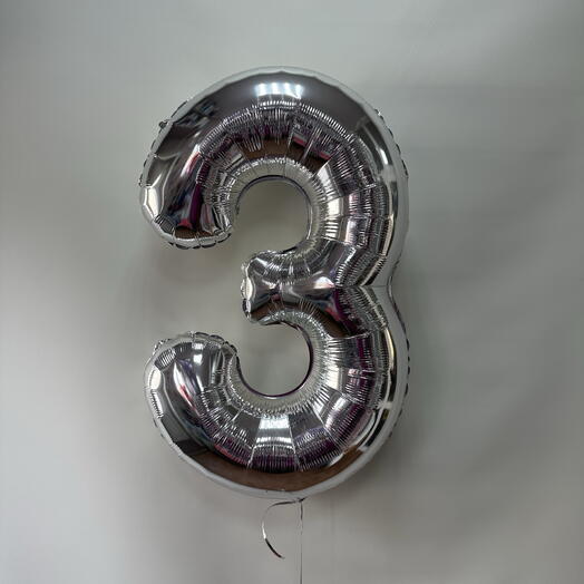 Фольгированная серебрянная цифра 3