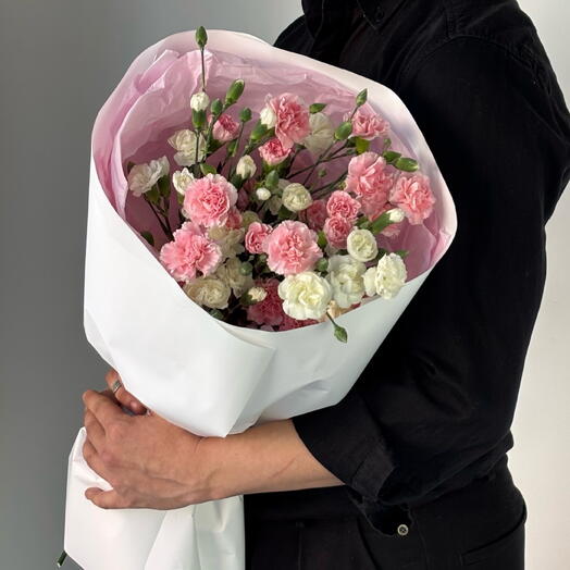 Монобукет кустовых гвоздик, 15 шт