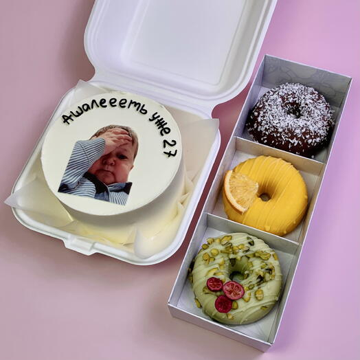 Набор (бенто торт и коробочка из 3 donut cake)