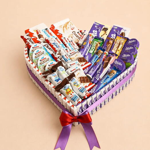 Большое подарочное сердце Kinder и Milka XXL «Две легенды» 40 см