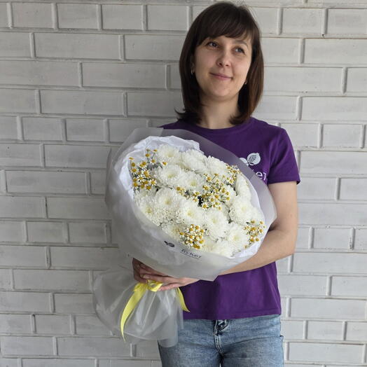 Букет полевая романтика размер Sиз хризантем и ромашек доставка цветов бердск искитим новосибирск