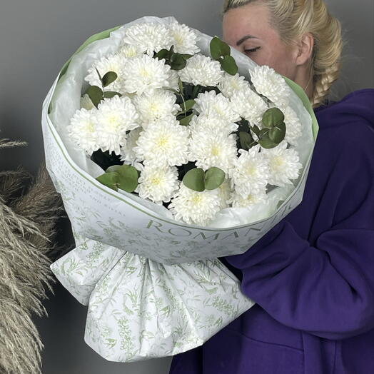 Букет Хризантема и Эвкалипт