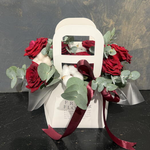 Сумочка с 7 розами , эвкалиптом , хлопком 🌹️💚