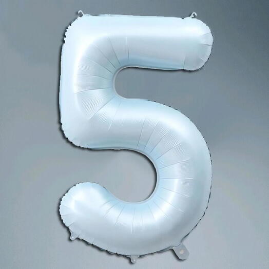 Шар цифра нежный голубой 5