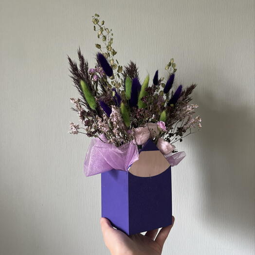 Фиолетовый 💜 бокс-карандаш с сухоцветами на 1 сентября