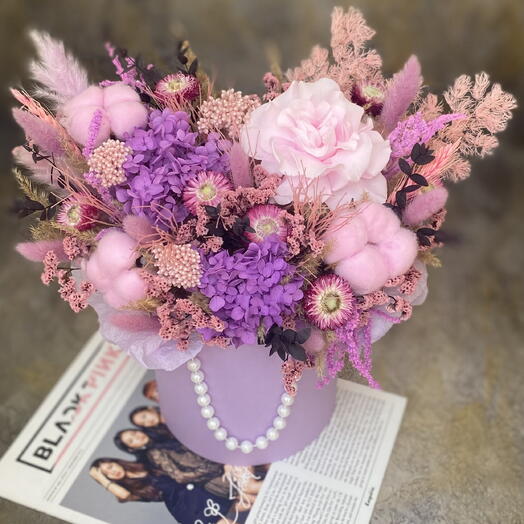 Сухоцветы в коробке Сиреневый 💜