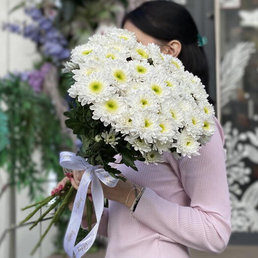 Моно букет из кустовых хризантем