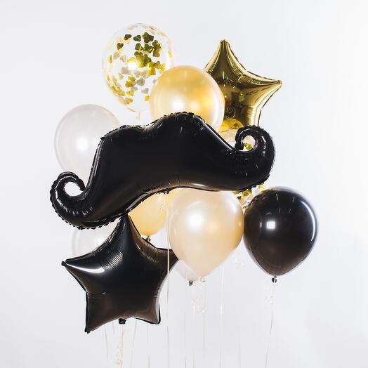 Set of balloons with helium "Wear a Mustache!" of 12 pieces
