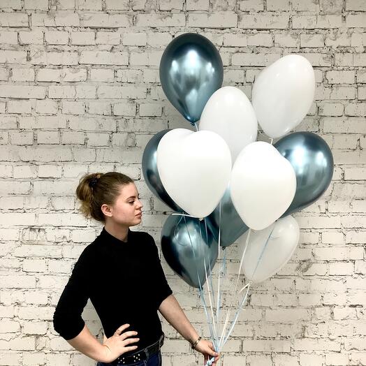 Blue chrome and white hearts 10pcs