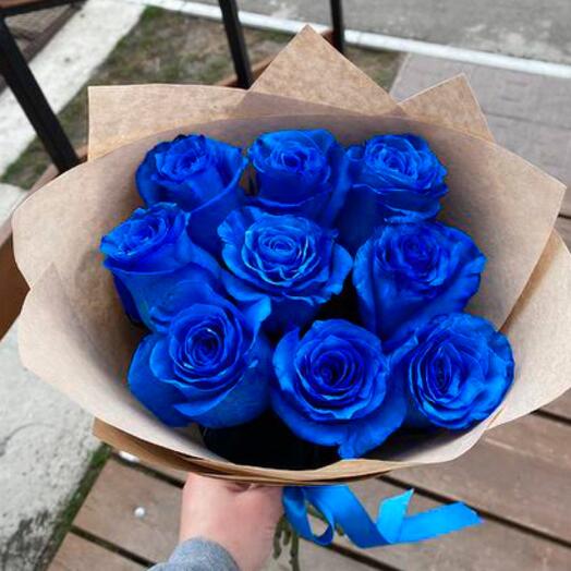 Букет из 9 синих роз💙