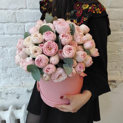 Caja de rosas de peonía