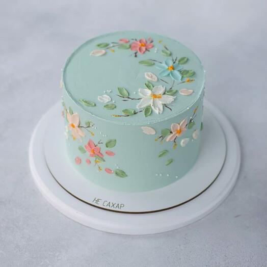 Cake "With painted flowers"