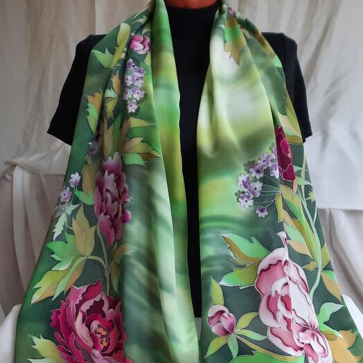 Bufanda batik "Jugosas peonías"