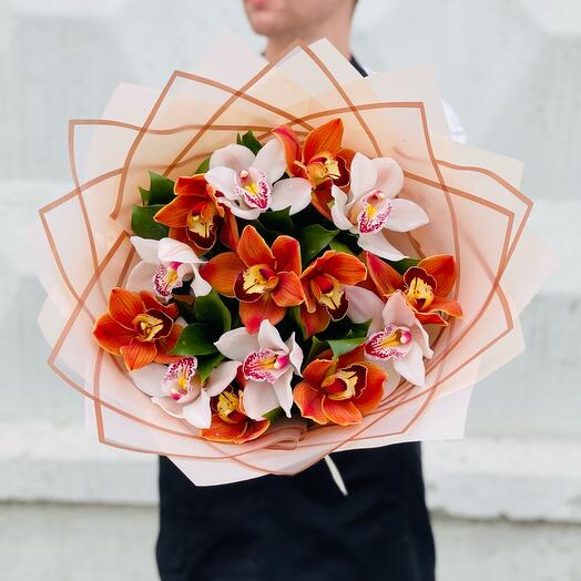 Orchids . Bouquet of 15 orchids