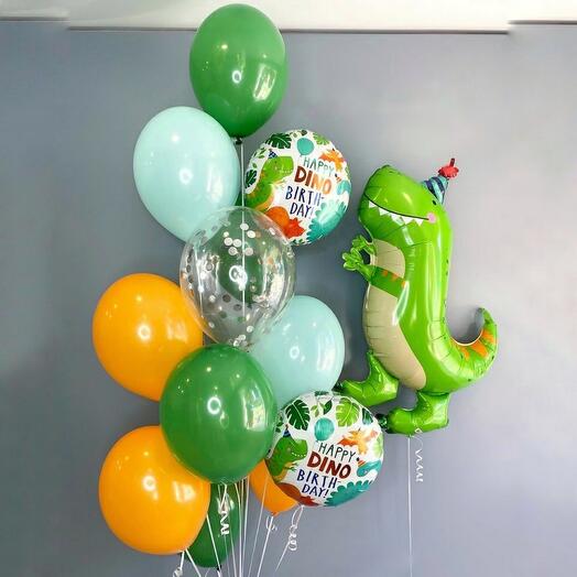 A set of balloons with helium Dinosaur