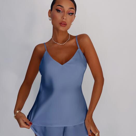 Pijama de mujer con Top y pantalones cortos "azul"