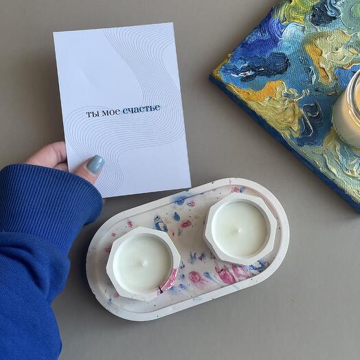 Подарочный набор — свечи на подставке ·S1·