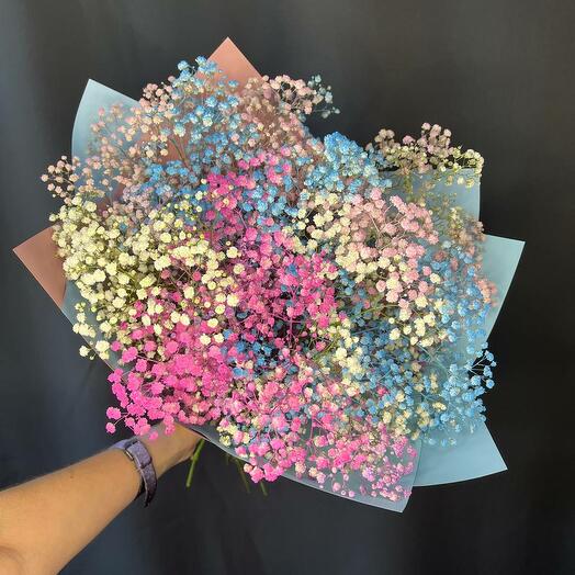 Букет розовой и фиолетовой гипсофилы