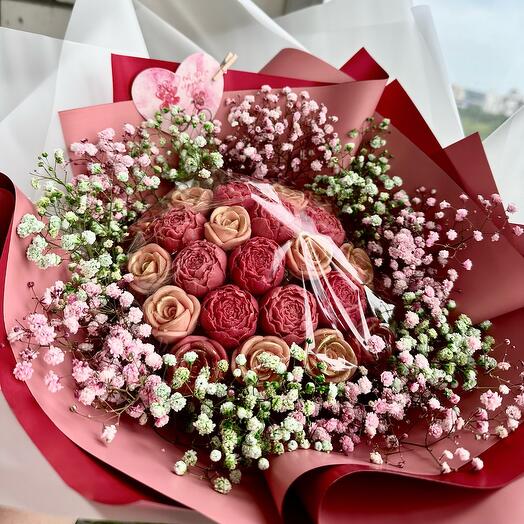 Шоколадный букет с гипсофилой🌸