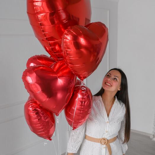 Сет из красных сердец 5+1