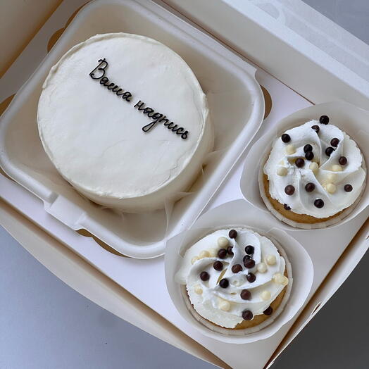 Conjunto de pastel de Bento con cupcakes