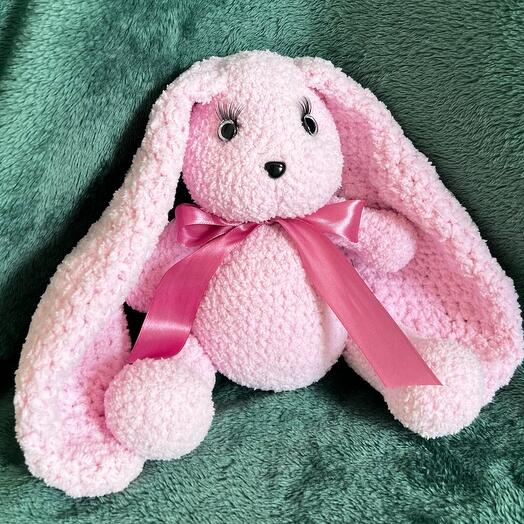 Заяц розовый 30 см