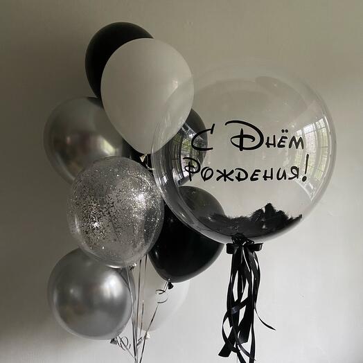 Шар Баблс с надписью и фонтан из 9 Шаров