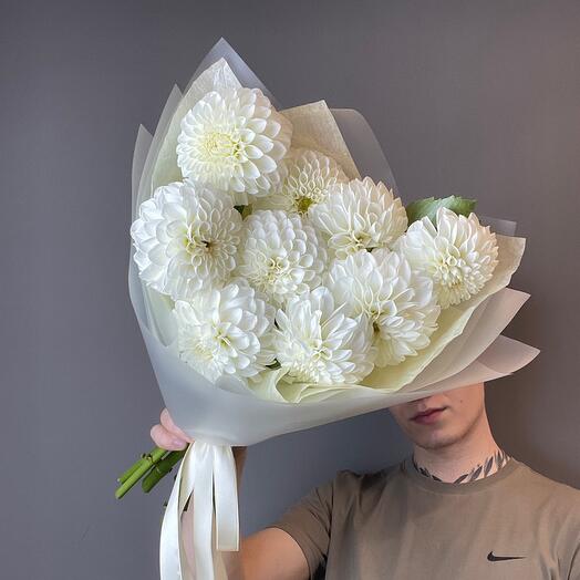 Моно белые Георгины 9шт