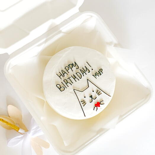 Бенто-тортик с котом на день рождения в подарок "HAPPY BIRTHDAY!"