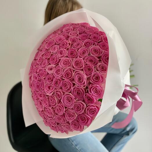 Розы розовые 101 шт
