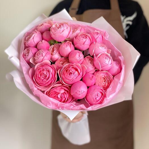 Розовая любовь💞🎀😘Букет кустовых пионовидных роз «Сильва пинк»🌸🎀💖
