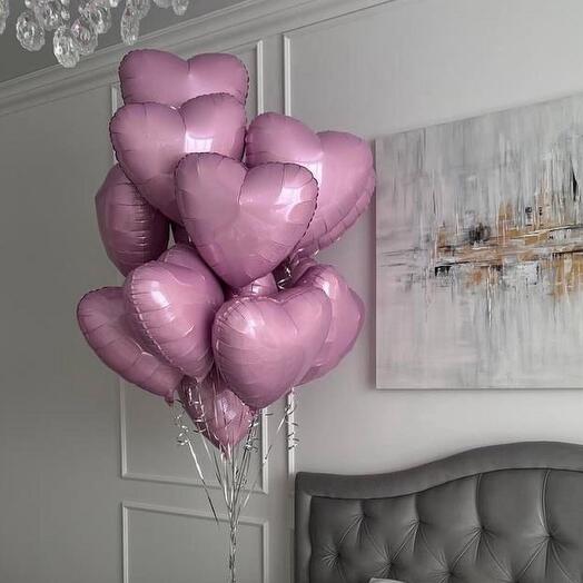 15 шт сердец розовых