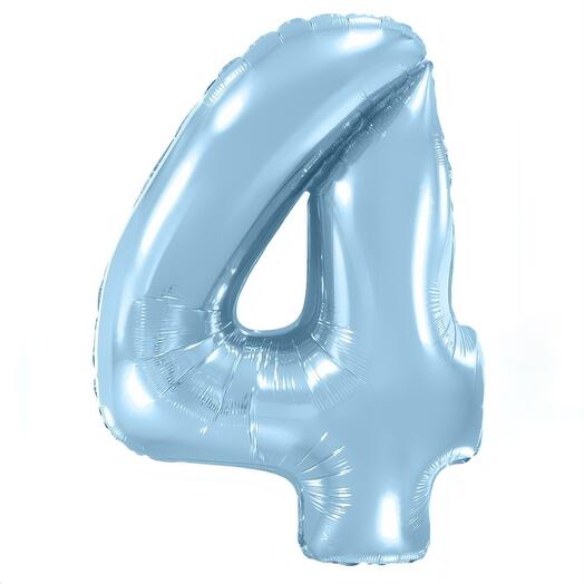 Фольгированный воздушный гелиевый шар цифра 4 голубая 102 см (40 дюймов) для украшения праздника и дня рождения