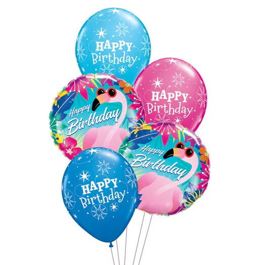 Birthday Tropical Flamingo Balloon Bouquet