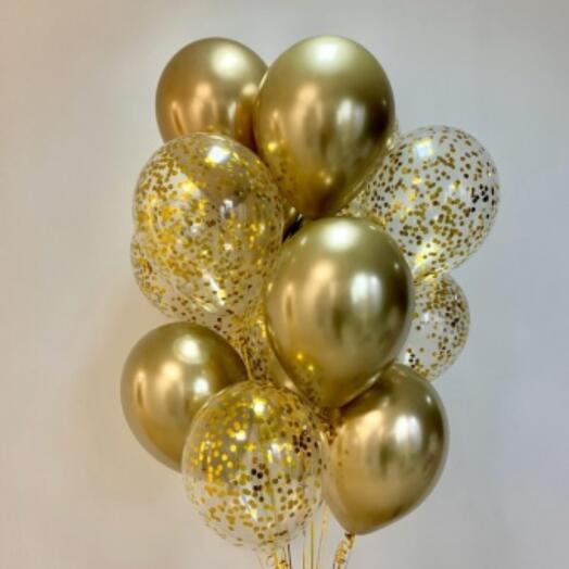 Big gold set of helium balloons