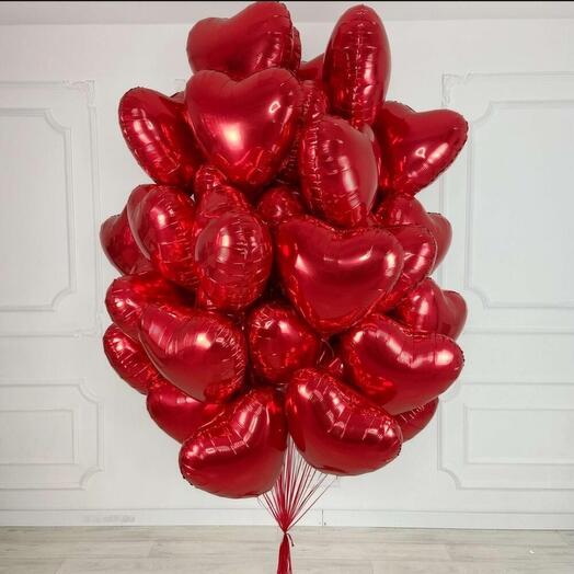 Шарики Огромная охапка красных сердец