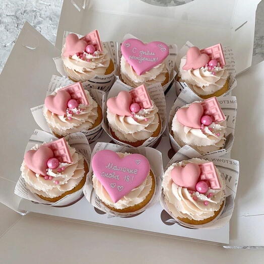 Набор капкейков "Маме с любовью" — 9 шт. 🍓💖