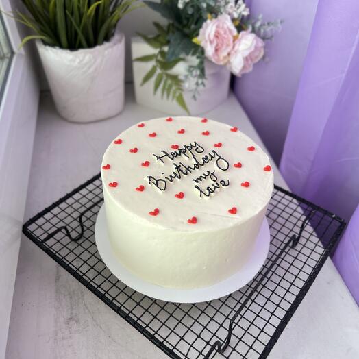 Бенто торт Happy birthday с сердечками