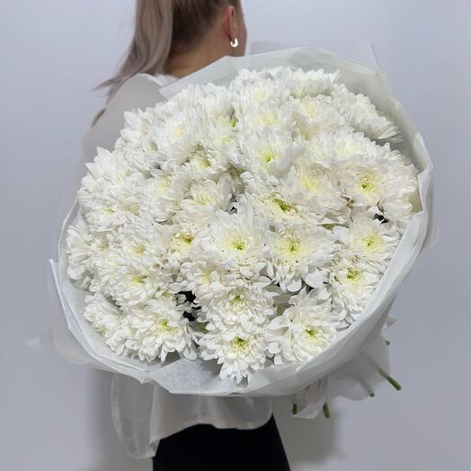 Белоснежная хризантема в дизайнерском оформлении 🤍 (х15) Камелия Flowers Shop