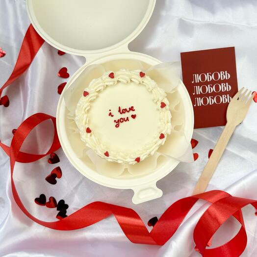 Бенто-торт в стиле ламбет «I love you» на 14 февраля