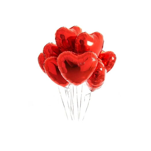 10 Red Heart Balloons