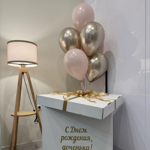 Коробка сюрприз с воздушными шарами "Белый песок"