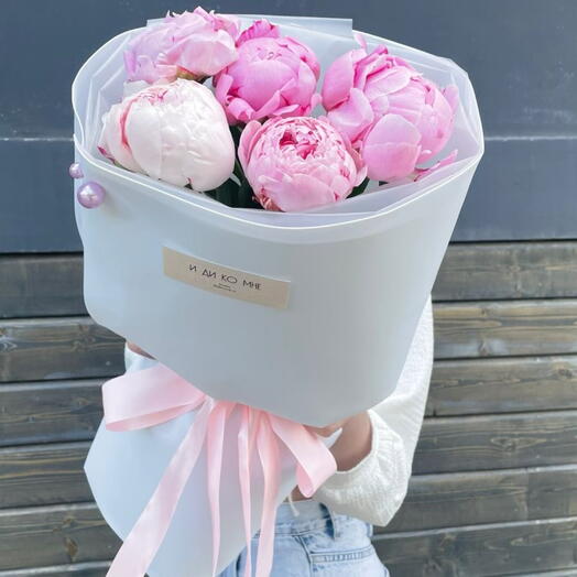 Peonías rosas en diseño blanco.